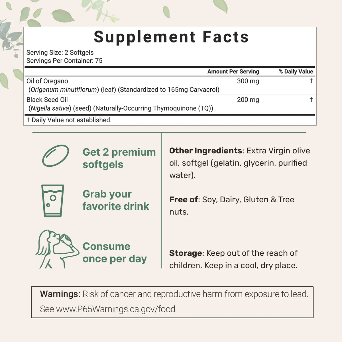 Micro Ingredients Oregano Oil with Black Seed Oil, 150/300 Softgel, 4X Strength Carvacrol & Thymoquinone | Plant Based, Non-GMO