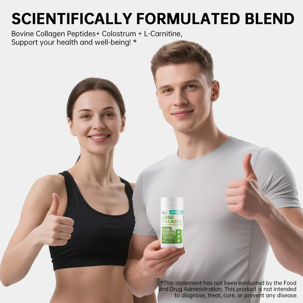 【Come on, man!】DrBioCare Living Collagen L-Carnitine Complex Supplement - 60 Capsules for Skin Vitality & Metabolism Boost
