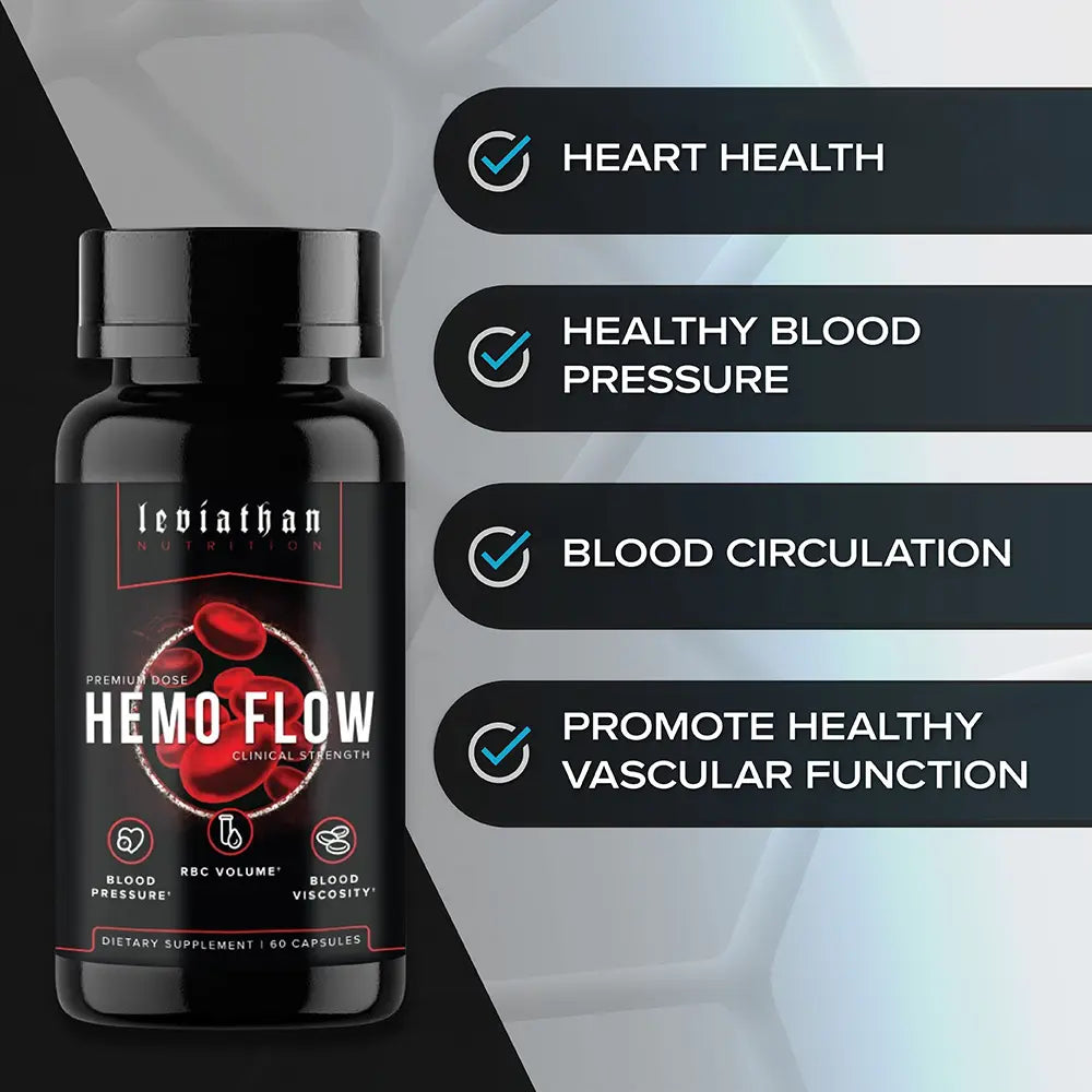 Leviathan Hemo Flow V3 Dietary Nutrition Capsules - Fitness Supplements for Blood Pressure Support, Heart Health, Blood Flow, Vasdrive-AP