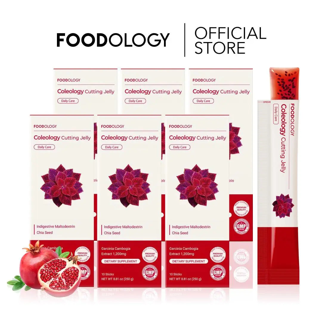 [FOODOLOGY] Coleology Cutting Jelly Balance Daily Diet,Supports Carbohydrate Metabolism, Promotes Smooth Digestion-1 Pack of 10, Refreshing Pomegranate Flavor Contains Garcinia Cambogia, Chia Seeds Collagen, Hyaluronic Acid