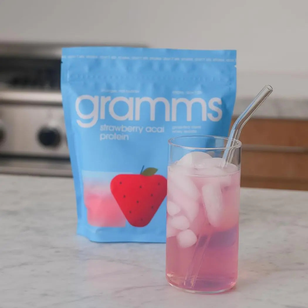 Gramma Strawberry Acai Protein: GRAMMS Clear Protein Powder, Strawberry Acai -455g |   20g Protein Grass-Fed Whey Isolate, Zero Sugar, Zero Lactose, Non-Bloating, Non-GMO, Protein for Women