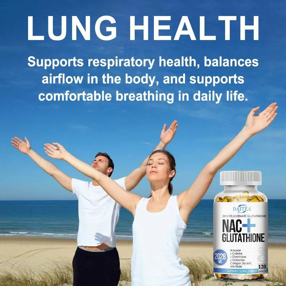 Daitea NAC + Glutathione Health Supplement, Supports Liver Health, Supports Skin Health,120 Capsules