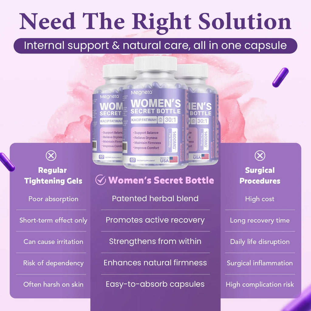 Women'S Secret Bottle- 60 Tablets - Healthcare | Kacip Fatimah 1000MG |Plus with manjakan & Slippery Elm & Fenugreek（Old & New Packaging--Mixed Shipment）