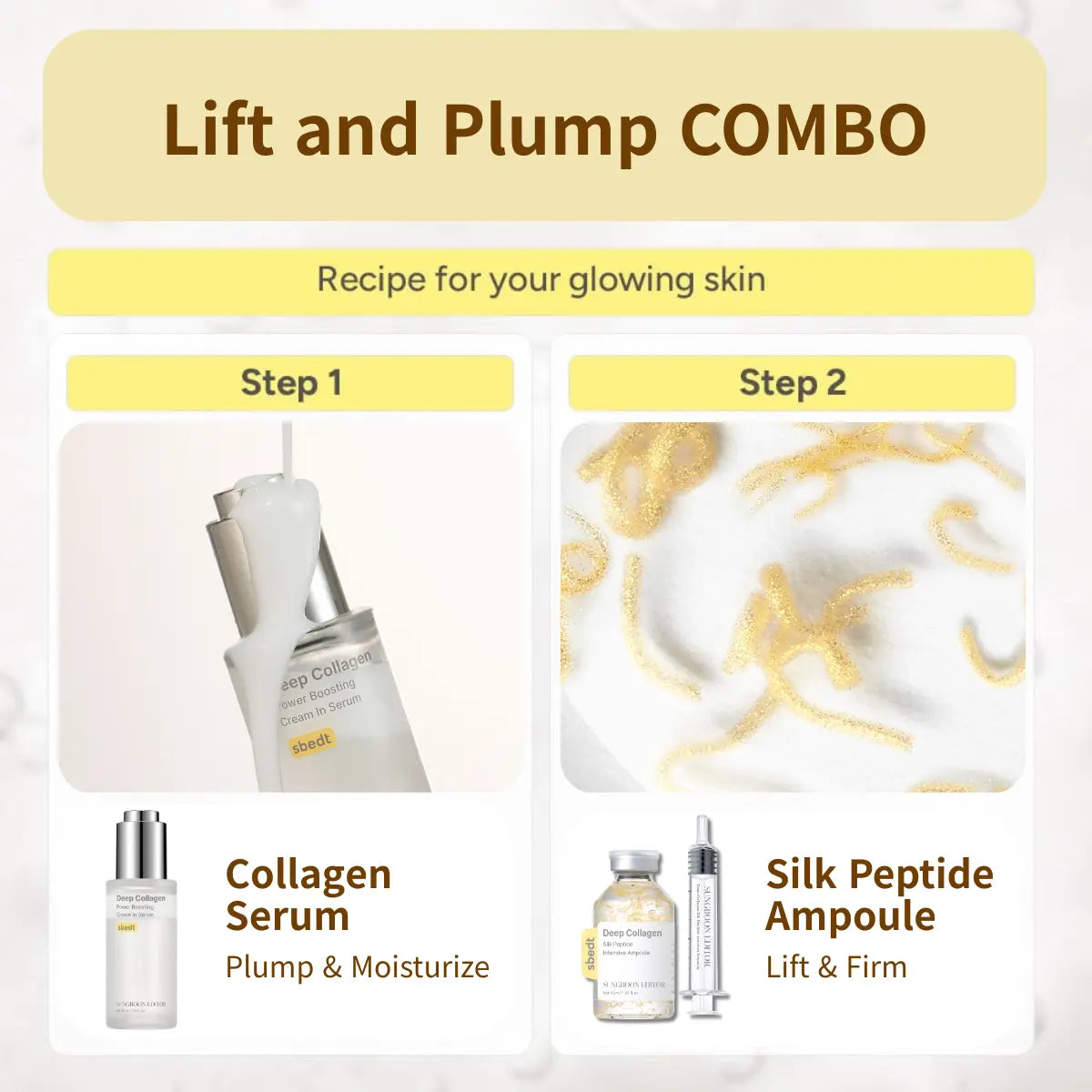 [Sungboon] Silk Collagen & Peptide Face-Lift Duo Tiktok Exclusive – Ampoule + Serum with 8 types Hyaluronic Acid for wrinkles & fine lines | Gift set Firming, Moisturizing, Collagen Boosting, Anti aging Korean Home for all skin types Daily Restore