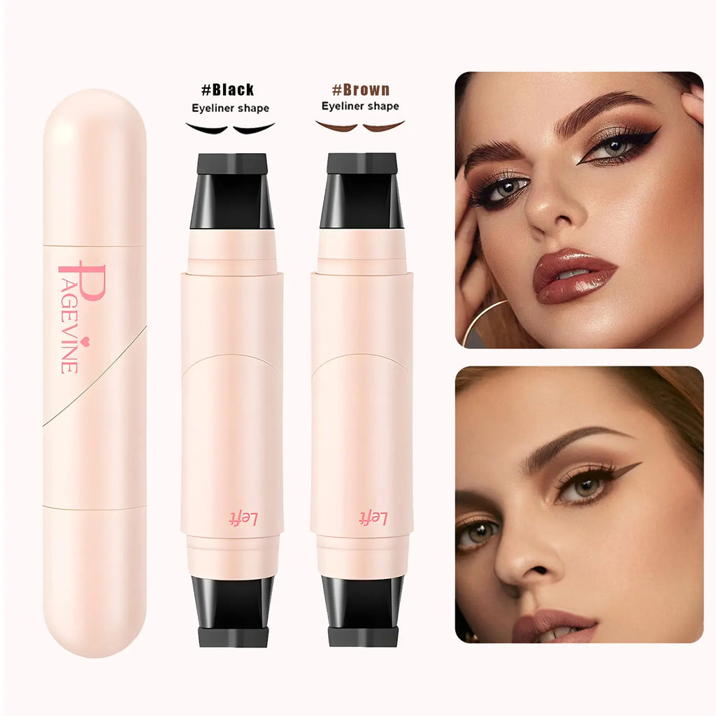 Rotating Eyeliner Stamp Pen – Dual-Head Design with Wing Stamp, Quick-Dry, Long-Lasting, Smudge-Proof for Easy Cat Eye, Sharp Winged Lines & All-Day Makeup Wear - Beginner Friendly Everyday Makeup Tool for Women, Women's cosmetics, Makeup tools.