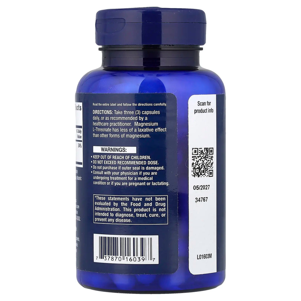 Life Extension Neuro-Mag®, Magnesium L-Threonate, 90 Vegetarian Capsules (48 mg per Capsule)