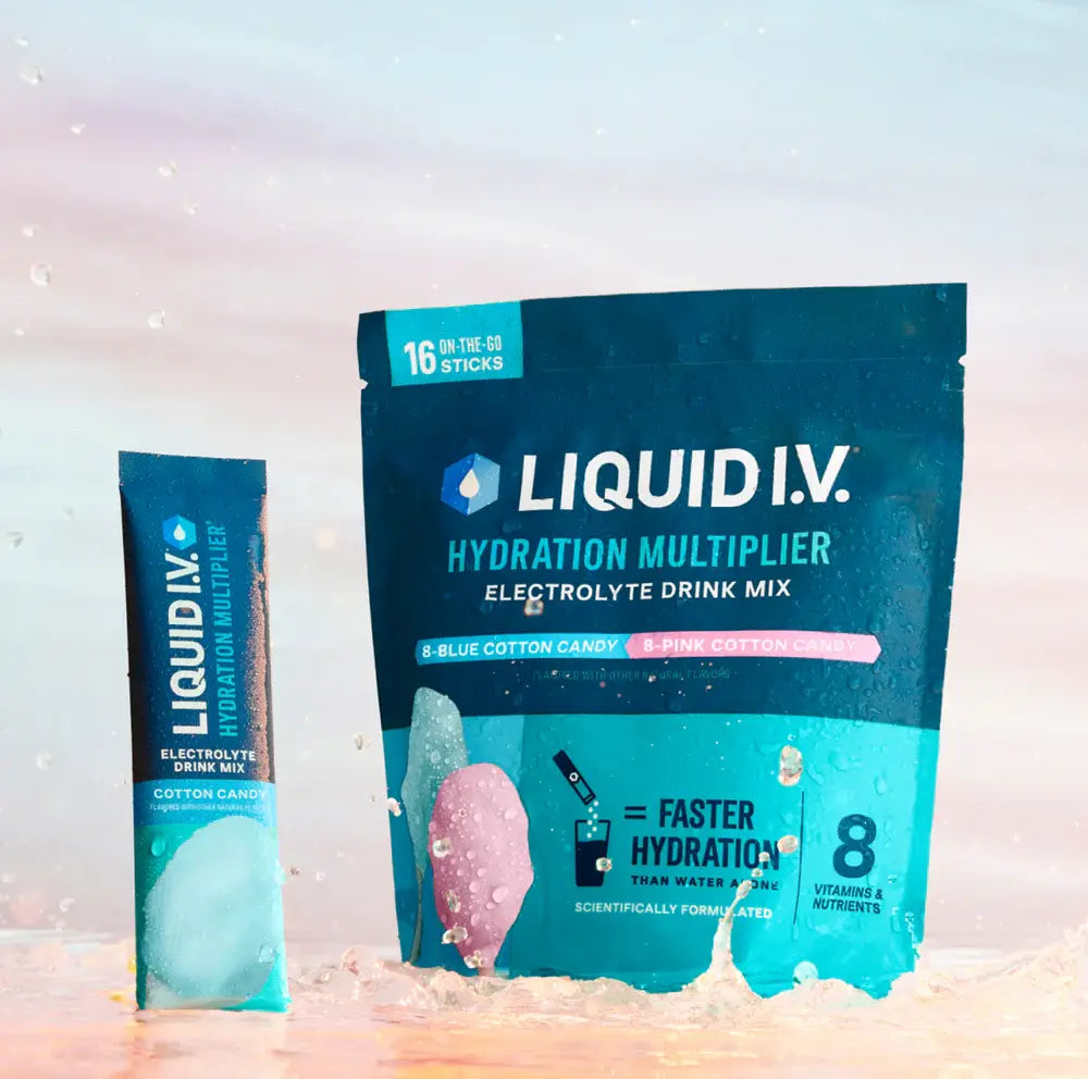 Liquid I.V. Hydration Multiplier - Cotton Candy - Hydration Powder Packets | Electrolyte Powder Drink Mix | Convenient Single-Serving Sticks | 8 Vitamins & Nutrients | 1 Pack (16 Servings)