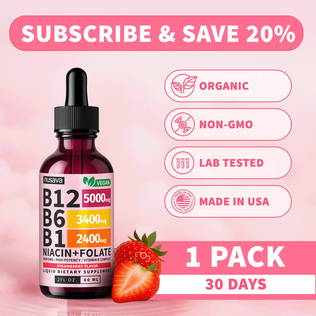 (1-PACK) Vitamin B12 Liquid Supplement Drops with B6, B1, Niacin & Folate - Edible Support for Energy, Brain & Heart, Non-GMO & Gluten-Free, 4 FI Oz
