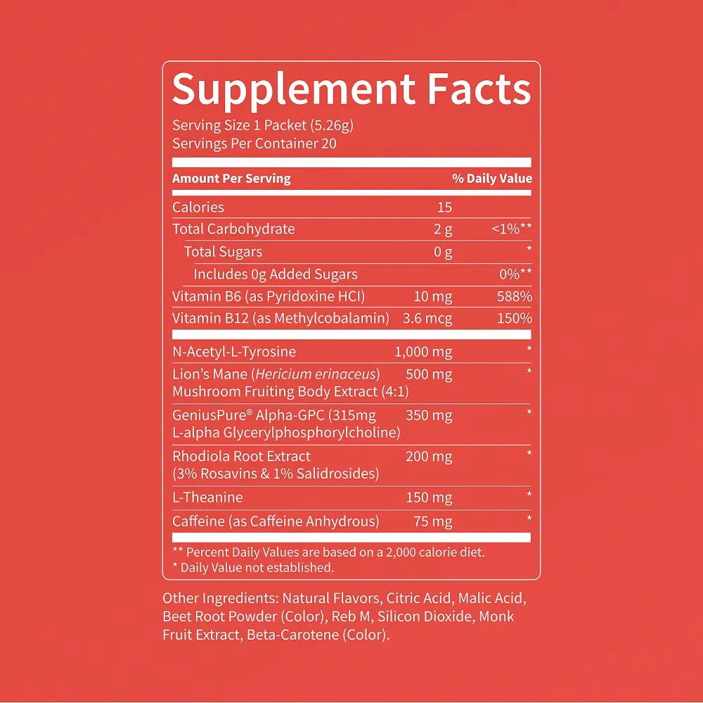 Nello Superfocus – Nootropic Drink Mix with Lion’s Mane, Rhodiola & Alpha-GPC – Supports Memory, Brain Health & Mental Stamina, Enhances Clarity & Sharpness, Helps Fight Brain Fog – Travel Packets (20 Servings) Healthcare Convenient