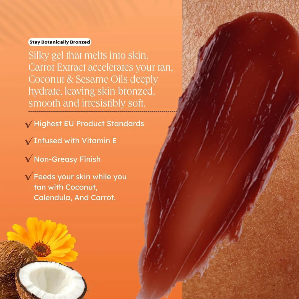 Carroten Intensive Tanning Gel | Browning Tan Accelerator | Non-Greasy, Water-Resistant with Carrot & Coconut Oil | Vitamin A & E For Moisture & Hydration | 5 Fl Oz