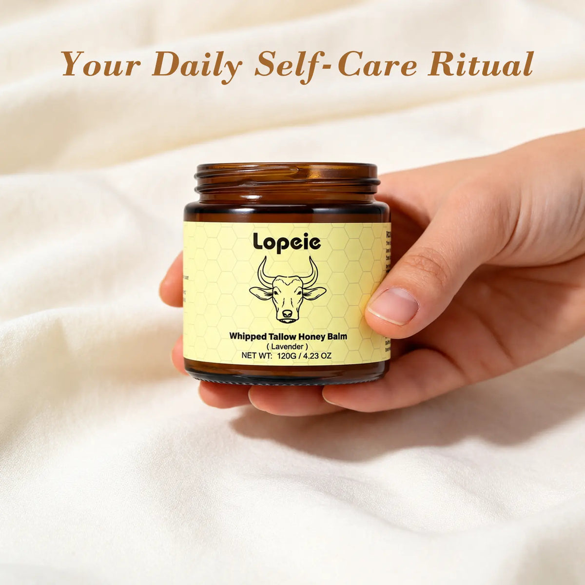 Lopeie Whipped Grass-Fed Beef Tallow Honey Balm – Lavender Scent, Deep Moisturizer for Face, Hands & Body, 4 Oz