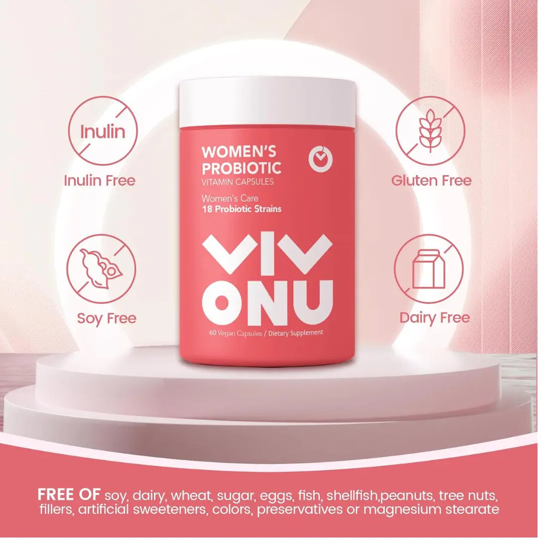 VivoNu Women's Probiotic,Prebiotics & Lactobacillus Probiotic Blend,60 Billion CFUs,18 Strains,Help Women's Health,Boost Immune,Digestive,Gut,Promote Healthy Vaginal Odor & Vaginal Flora