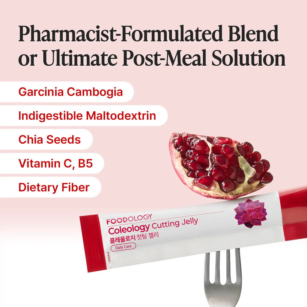 [FOODOLOGY] Coleology Cutting Jelly Balance Daily Diet,Supports Carbohydrate Metabolism, Promotes Smooth Digestion-1 Pack of 10, Refreshing Pomegranate Flavor Contains Garcinia Cambogia, Chia Seeds Collagen, Hyaluronic Acid