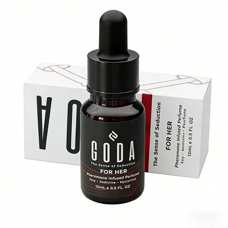 GODA Pheromones Infused Essential Perfume Oil, Seductive Long Wear Fragrance for Daily Date Night, Travel Size 0.5oz Goda For Her | 15ml Eau De Parfum | Jasmine Blackcurrant | Bud Panna Cotta | Peony Rose Pink Pepper