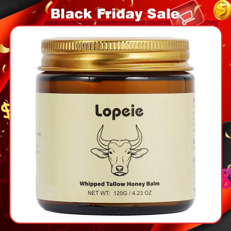 Lopeie Whipped Grass-Fed Beef Tallow Honey Balm – Lavender Scent, Deep Moisturizer for Face, Hands & Body, 4 Oz