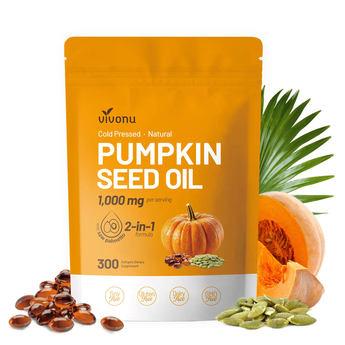 Natural pumpkin seed oil and saw palmetto softgel 1000mg high content plant esters 300 capsules  mothersdaygift SummerVibes