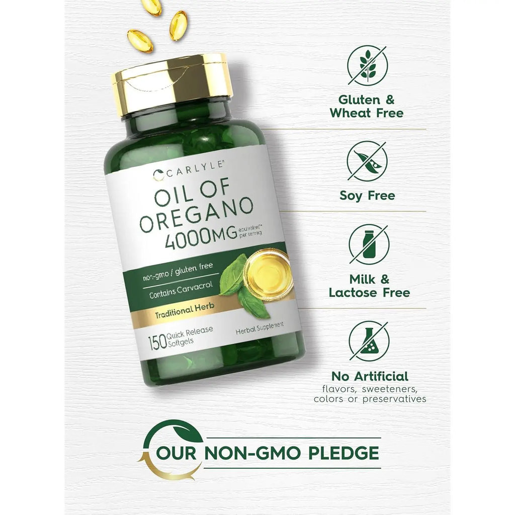 Carlyle Oregano Oil 4000Mg Supplement | 150 Softgel Capsules | Contains Carvacrol | Non-Gmo & Gluten Free Formula Carlyle