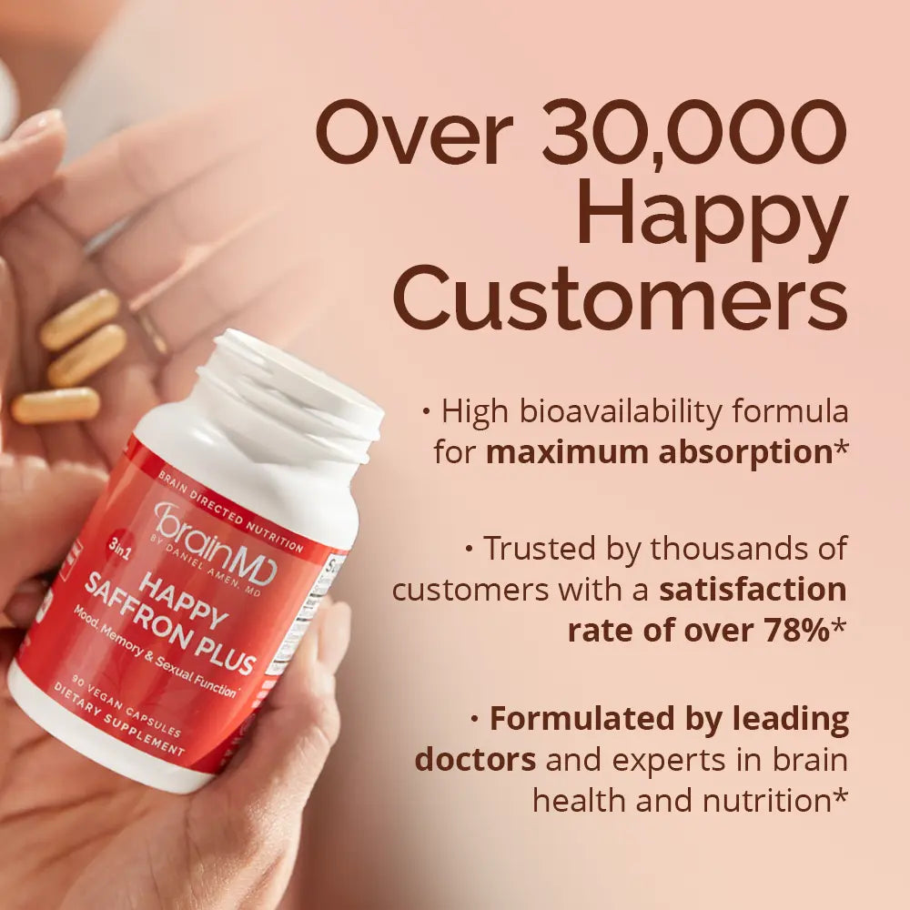 BrainMD - Happy Saffron Plus by Doc Amen | #1 formula for a healthier, happier you - free from gluten, dairy, and eggs
