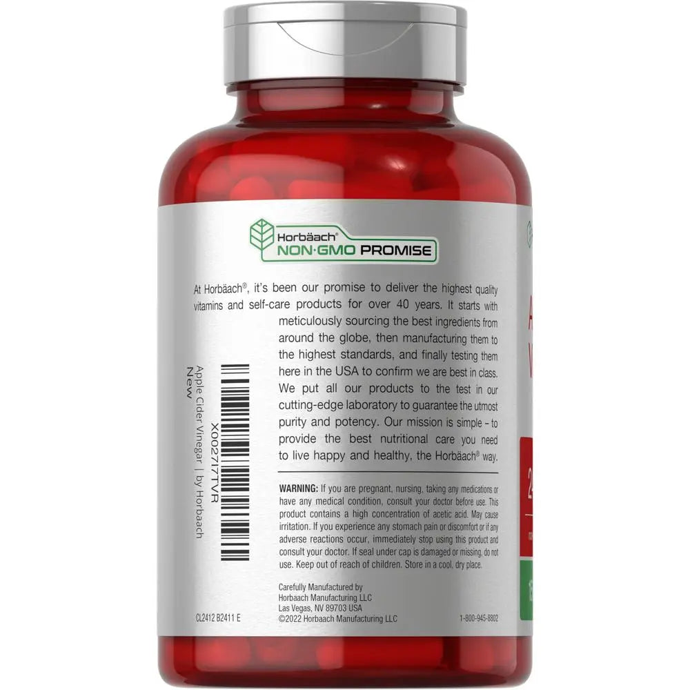 Horbäach Apple Cider Vinegar Capsules | 2400mg | 150 Count | Non-GMO, Gluten Free Supplement