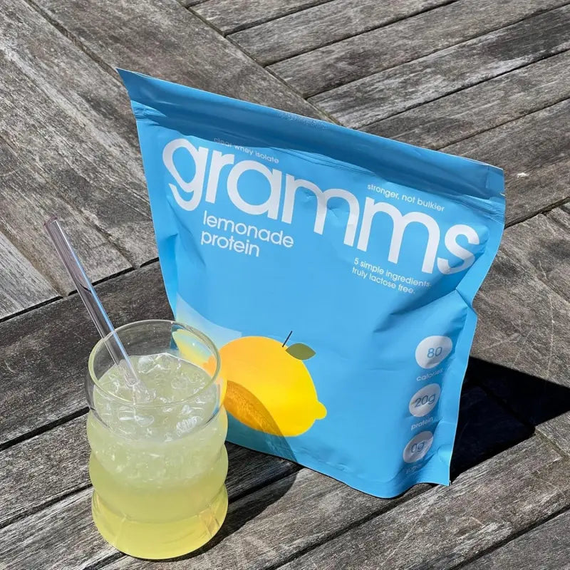 GRAMMS Clear Protein Powder 20G Protein for Women & Men -457g |       Grass-Fed Whey Isolate, Zero Sugar, Zero Lactose, Non-Bloating, Non-GMO(18 Servings)(Lemonade)