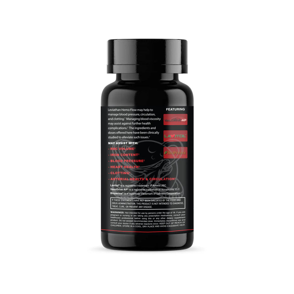 Leviathan Hemo Flow V3 Dietary Nutrition Capsules - Fitness Supplements for Blood Pressure Support, Heart Health, Blood Flow, Vasdrive-AP