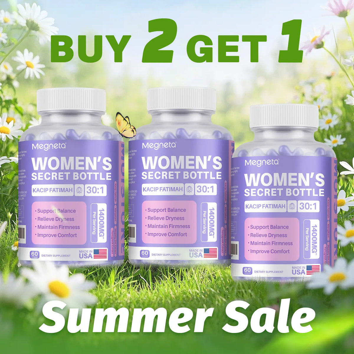 Women'S Secret Bottle- 60 Tablets - Healthcare | Kacip Fatimah 1000MG |Plus with manjakan & Slippery Elm & Fenugreek（Old & New Packaging--Mixed Shipment）