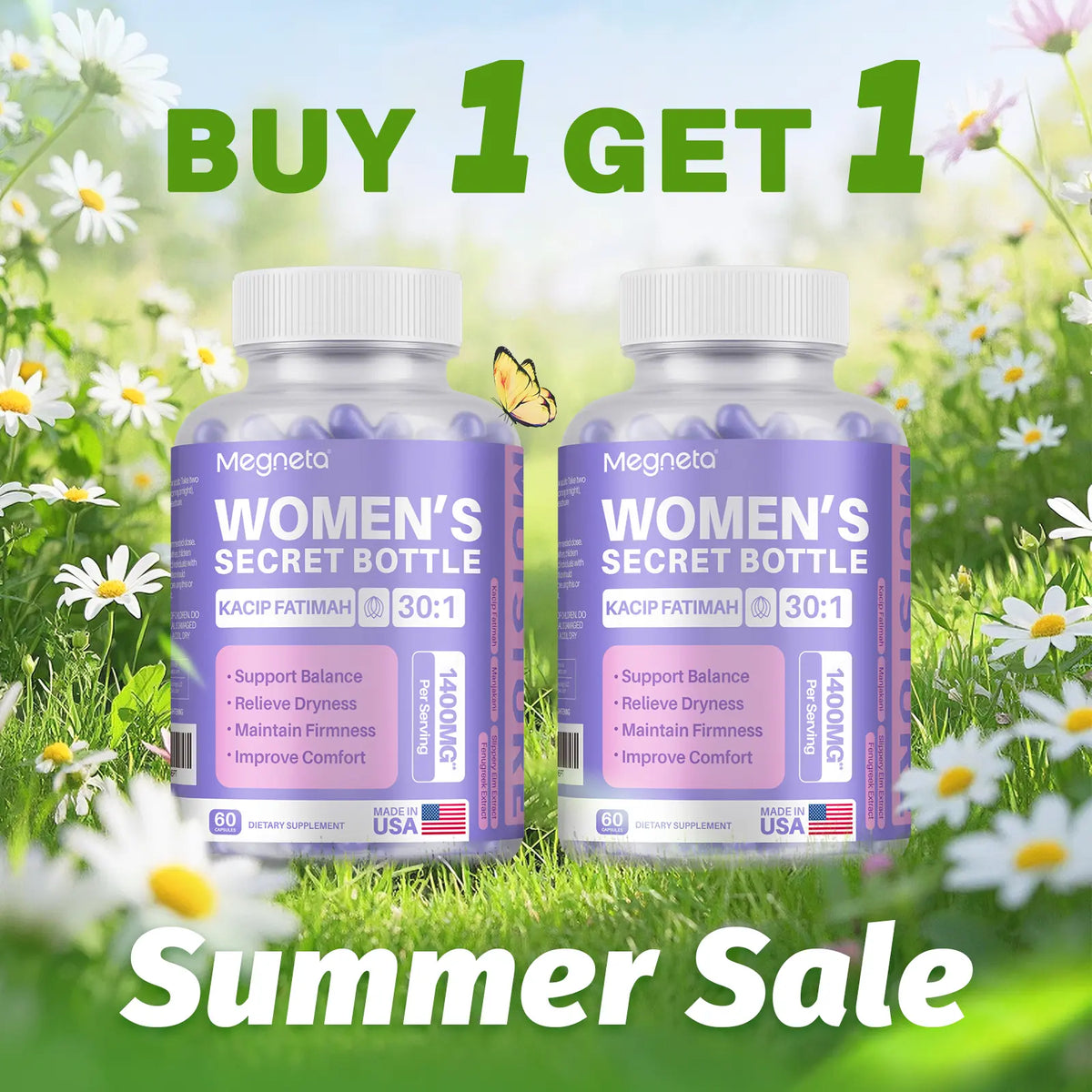 Women'S Secret Bottle- 60 Tablets - Healthcare | Kacip Fatimah 1000MG |Plus with manjakan & Slippery Elm & Fenugreek（Old & New Packaging--Mixed Shipment）