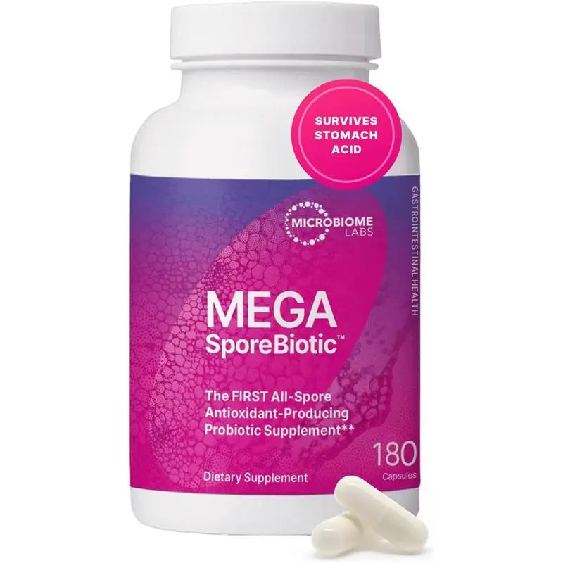 Microbiome Labs MegaSporeBiotic Probiotics for Gut Health Women & Men - Spore Based Probiotics for Digestive Health - Shelf Stable & Travel-Friendly (60 Capsules)