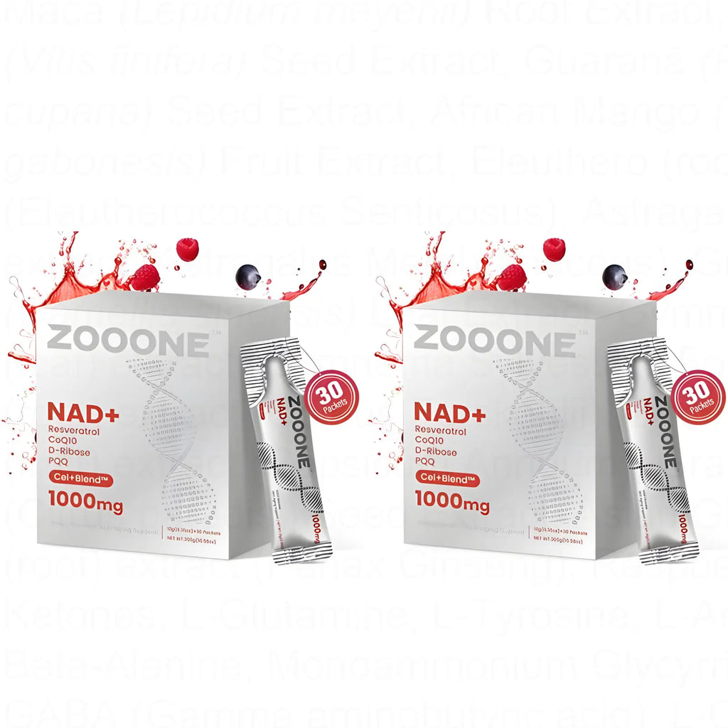 ZOOONE NAD+ Drink Mix 1000mg, Berry Flavor | Nicotinamide Riboside & Resveratrol Supplement, DNA Repair, Anti-Aging for Skin, Boost Cellular Energy & Focus, 30 Packets for Men & Women