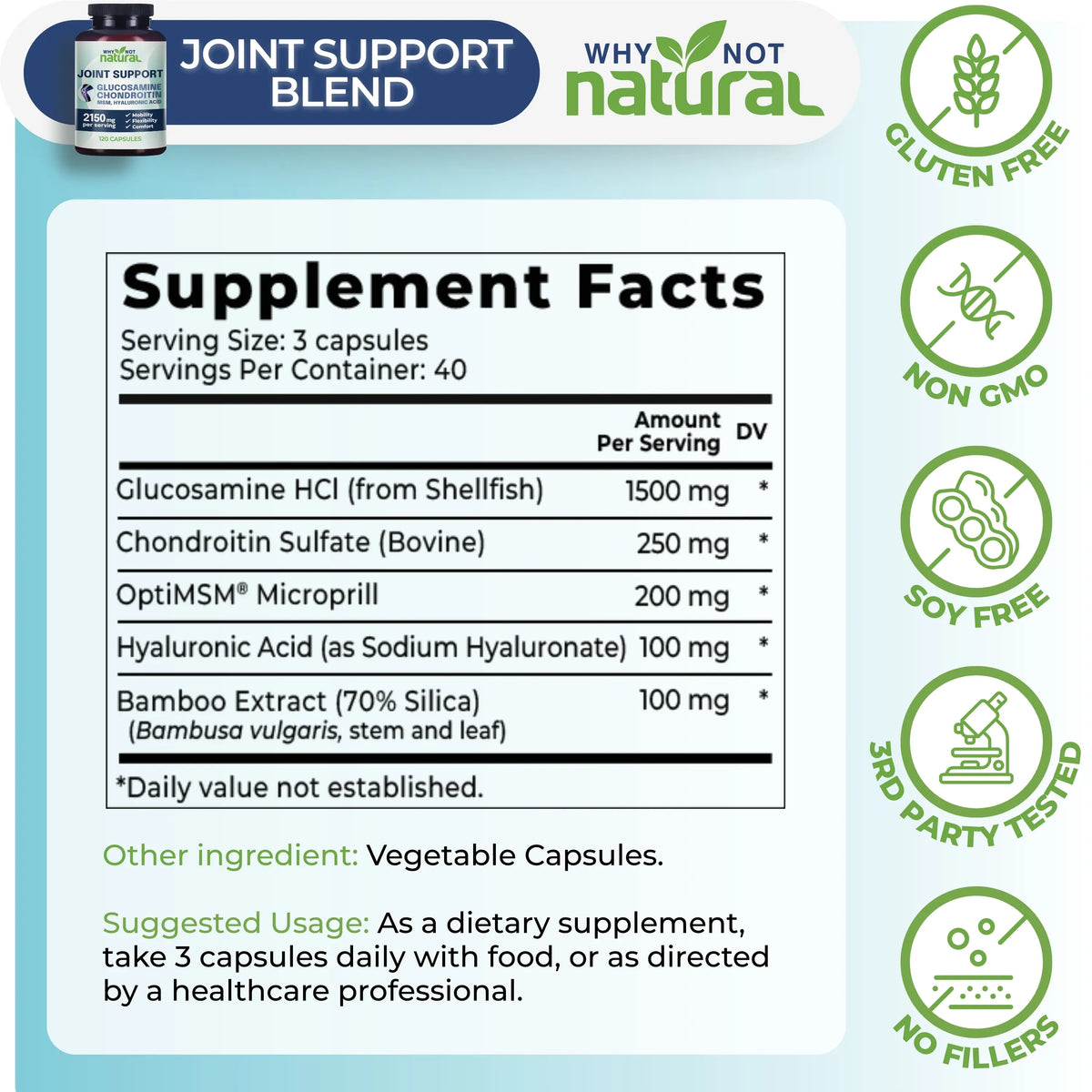 Why Not Natural Glucosamine Chondroitin MSM, Joint Support Supplement