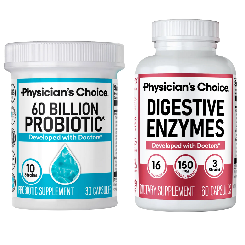 Physician's Choice Hack your Tummy Bundle: Bloating, Digestion & Immune Support for Men & Women with Digestive Enzymes & 60 Billion Probiotic