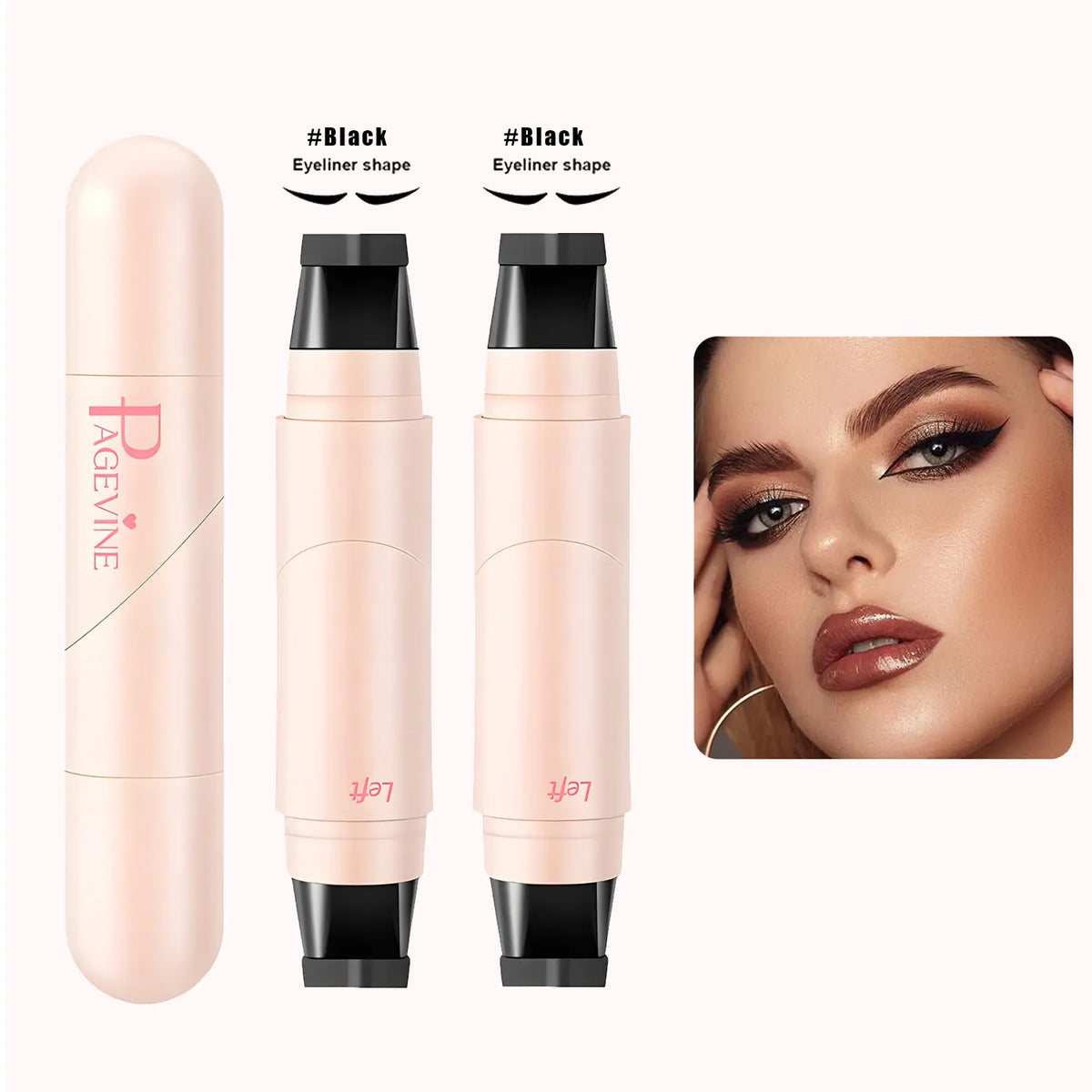 Rotating Eyeliner Stamp Pen – Dual-Head Design with Wing Stamp, Quick-Dry, Long-Lasting, Smudge-Proof for Easy Cat Eye, Sharp Winged Lines & All-Day Makeup Wear - Beginner Friendly Everyday Makeup Tool for Women, Women's cosmetics, Makeup tools.