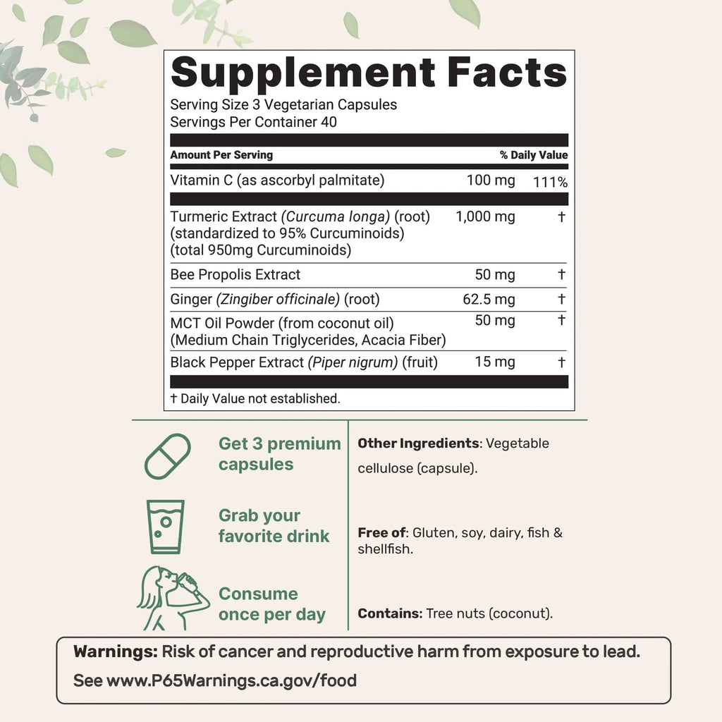 Micro Ingredients Turmeric Curcumin 1,000mg | 95%25 Curcuminoids with Black Pepper & MCT Oil for Ultimate Absorption, No Filler, No GMO - 120 Vegetarian Capsules