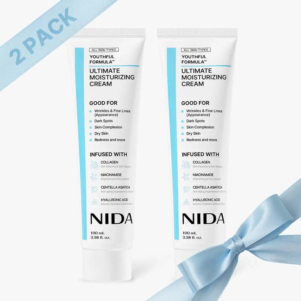 NIDA Youthful Formula Ultimate Moisturizing Cream (100mL) / Collagen, Niacinamide, Centella Asiatica, Hyaluronic Acid / Wrinkles, Dark Spots, Skincare Hydrating Daily Moisturizer Moisture Hydrate