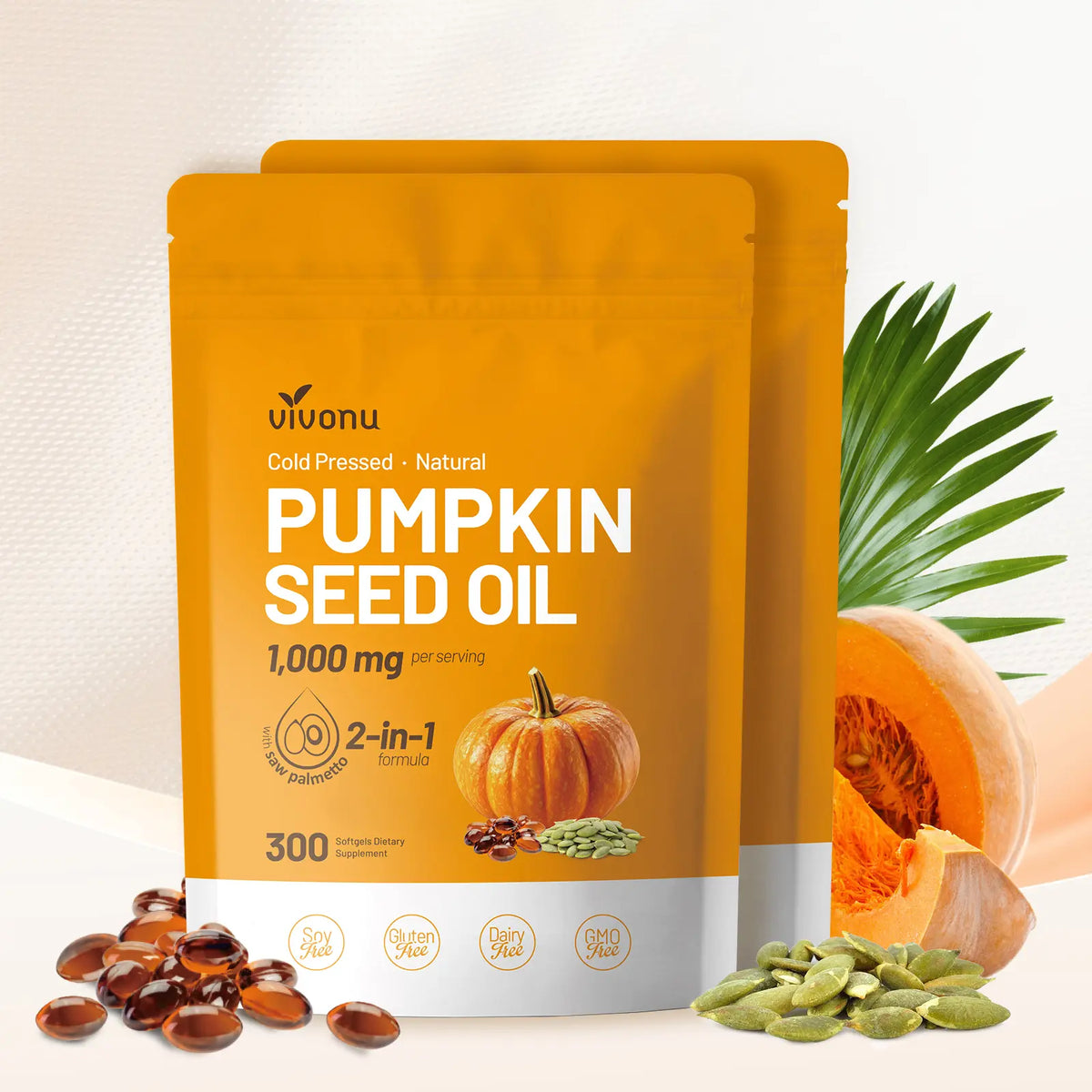 Natural pumpkin seed oil and saw palmetto softgel 1000mg high content plant esters 300 capsules  mothersdaygift SummerVibes
