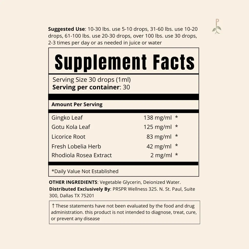 PRSPR Wellness Kids Attention Plus - Herbal Supplement for Enhanced Focus & Attention - Alcohol-Free Formula with Ginkgo, Gotu Kola, Licorice, Lobelia & Rhodiola - 1 fl oz Bottle - Healthcare