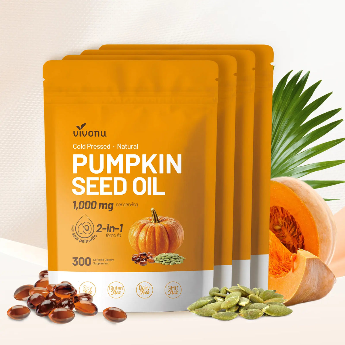 Natural pumpkin seed oil and saw palmetto softgel 1000mg high content plant esters 300 capsules  mothersdaygift SummerVibes