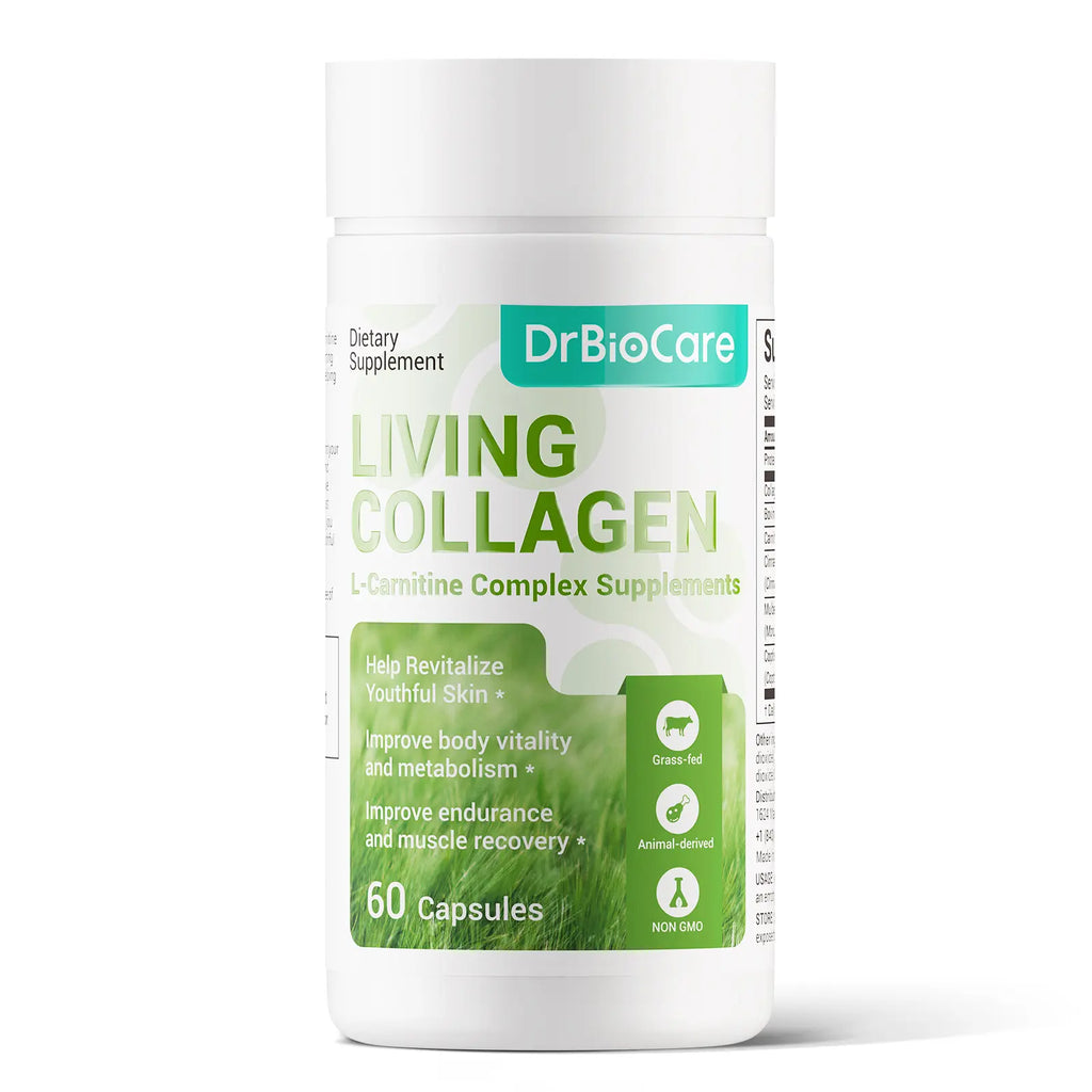 【Come on, man!】DrBioCare Living Collagen L-Carnitine Complex Supplement - 60 Capsules for Skin Vitality & Metabolism Boost