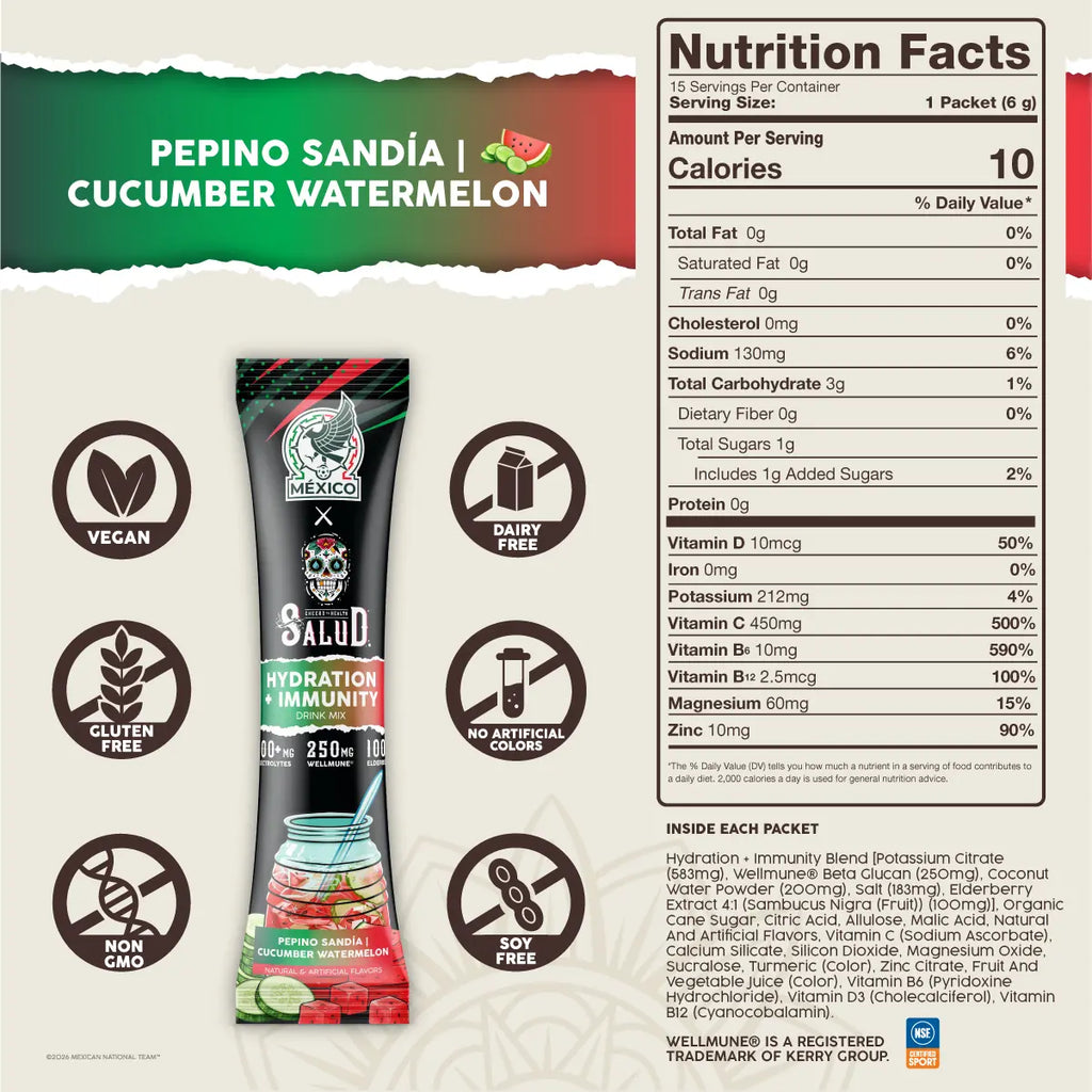 2-in-1 [Hydration + Immunity] Electrolytes, Immune Support, Dairy & Soy Free - 400mg Electrolytes, 250mg Wellmune, 100mg Elderberry - Healthcare, Vitamin (15 Servings), Coconut, Sugar