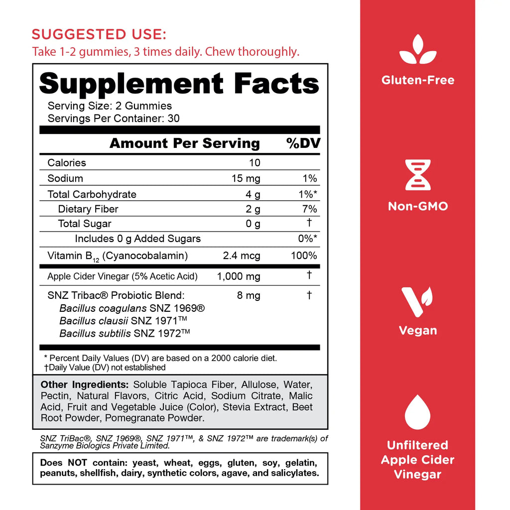 Goli Zero Sugar World's First Apple Cider Vinegar Gummies - Vitamin B12, Probiotics to Address Bloating. Vegan, Plant Based, Non-GMO, Gluten-Free & Gelatin-Free