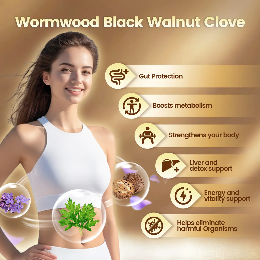 VIVONU Wormwood Black Walnut Cloves Capsules - Boost Metabolism & Enhance Energy | Contains Black Walnut, Garlic, Wormwood, and More | 240 Capsules (80-Day Supply)