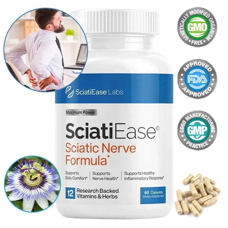Sciatic Nerve Support Supplement – Extra Strength Formula with B Vitamins, Turmeric & Herbal Extracts – 120 Capsules for Sciatica Relief, Nerve Health & Leg Discomfort