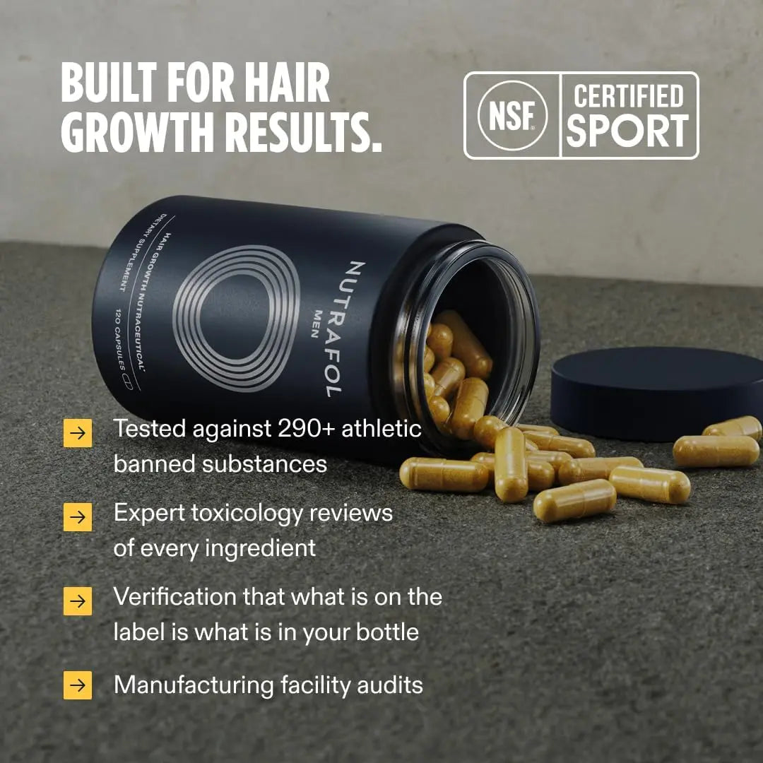 Nutrafol Men Ages 18-49 Hair Growth Supplements, Clinically Tested for Thicker Hair and Fuller Scalp Coverage, Dermatologist Recommended - 1 Month Supply