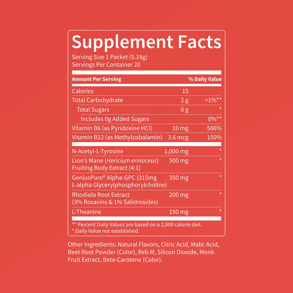 Nello Superfocus – Nootropic Drink Mix with Lion’s Mane, Rhodiola & Alpha-GPC – Supports Memory, Brain Health & Mental Stamina, Enhances Clarity & Sharpness, Helps Fight Brain Fog – Travel Packets (20 Servings) Healthcare Convenient