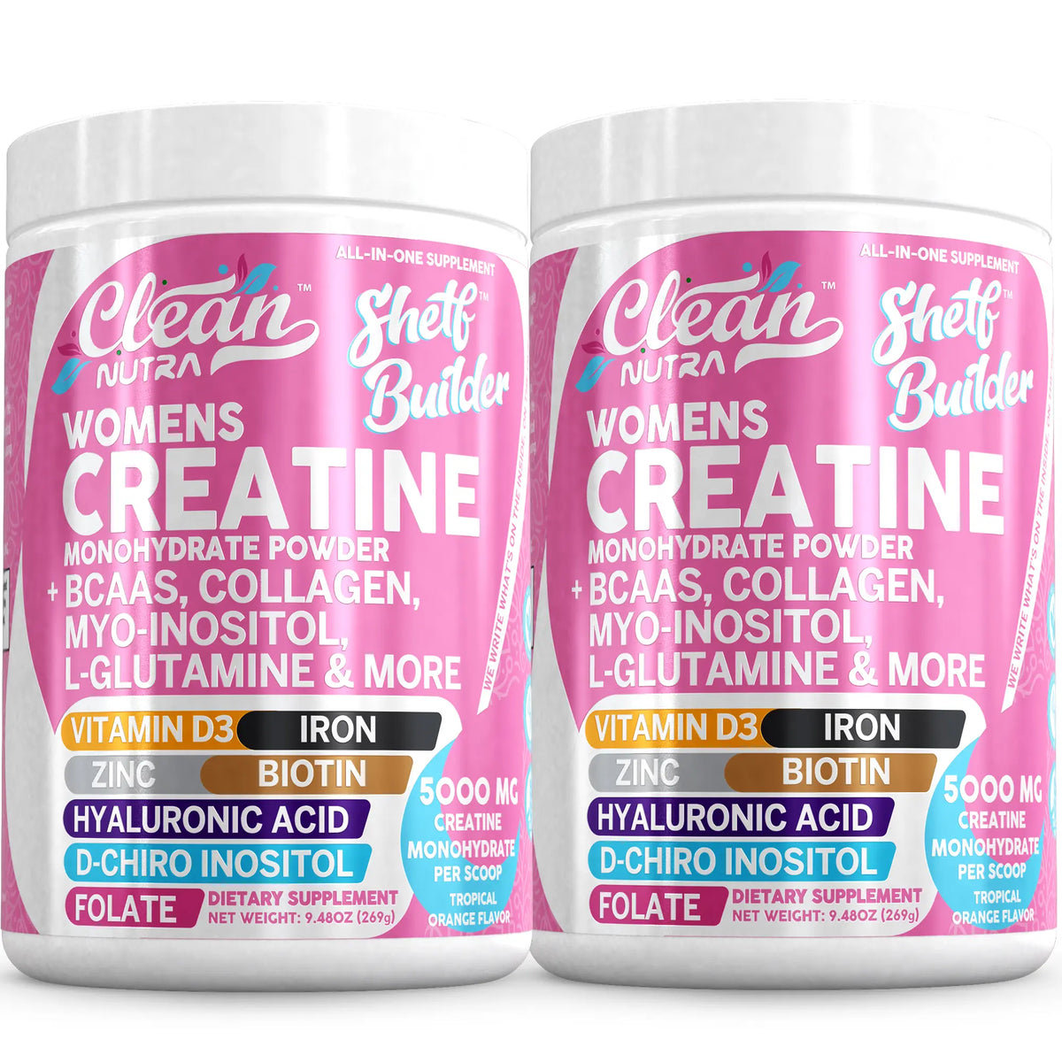 Clean Nutra Women's Creatine Monohydrate Powder with BCAAs, Collagen, Myo-Inositol, L-Glutamine, & More for Optimal Wellness & Beauty Support – Shelf Builder