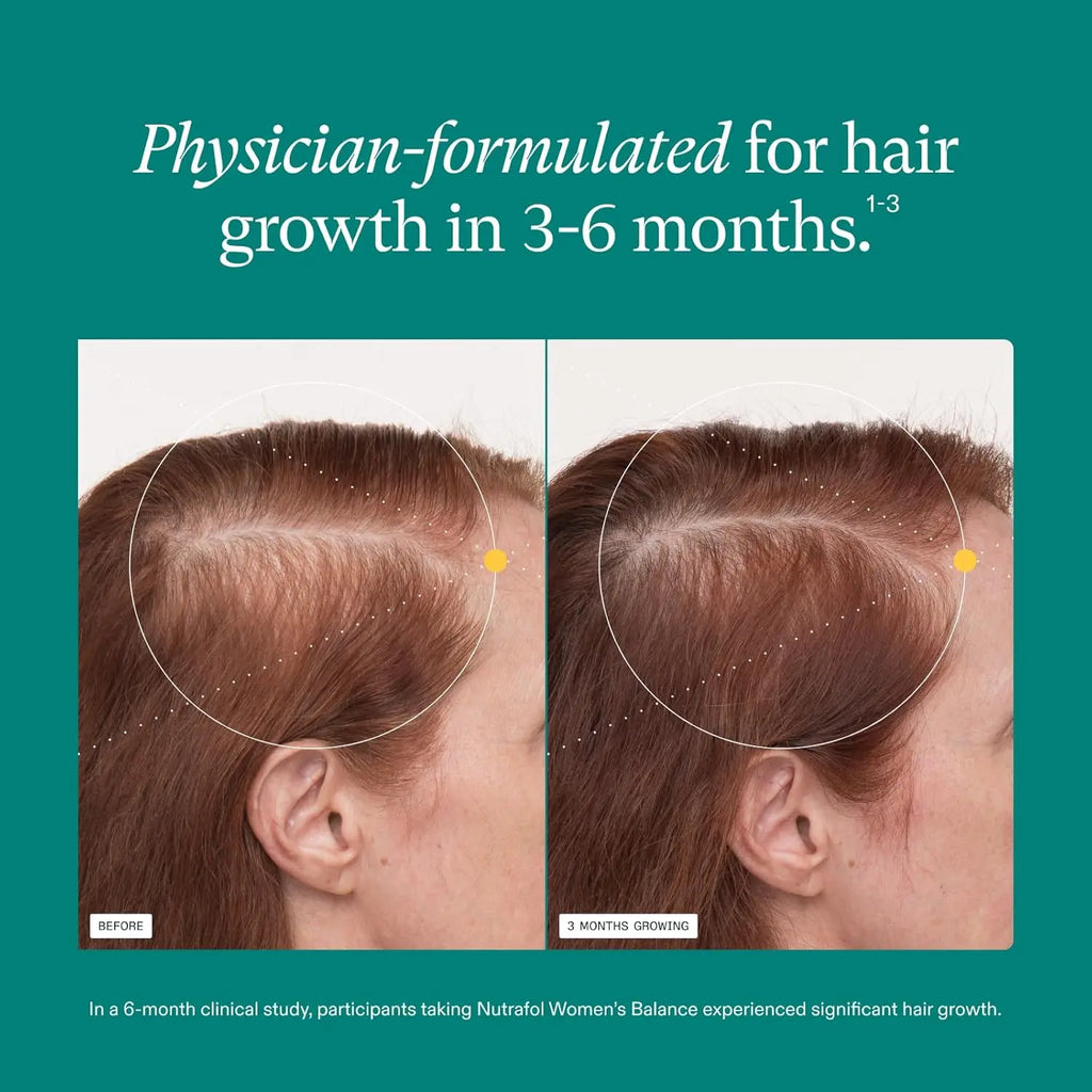 Nutrafol Women's Balance Ages 45 and Up Hair Growth Supplements, Clinically Tested for Thicker Hair and Fuller Scalp Coverage, Dermatologist Recommended - 1 Month Supply