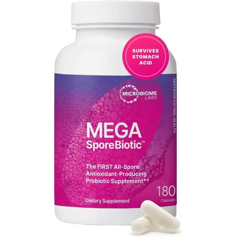 Microbiome Labs MegaSporeBiotic Probiotics for Gut Health Women & Men - Spore Based Probiotics for Digestive Health - Shelf Stable & Travel-Friendly (60 Capsules)