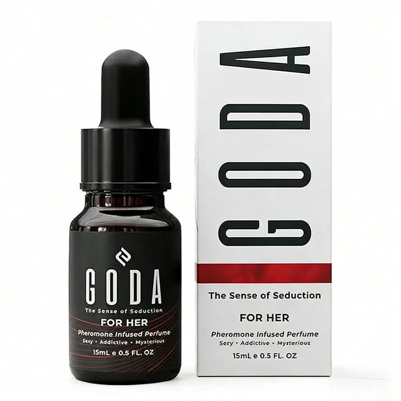 GODA Pheromones Infused Essential Perfume Oil, Seductive Long Wear Fragrance for Daily Date Night, Travel Size 0.5oz Goda For Her | 15ml Eau De Parfum | Jasmine Blackcurrant | Bud Panna Cotta | Peony Rose Pink Pepper