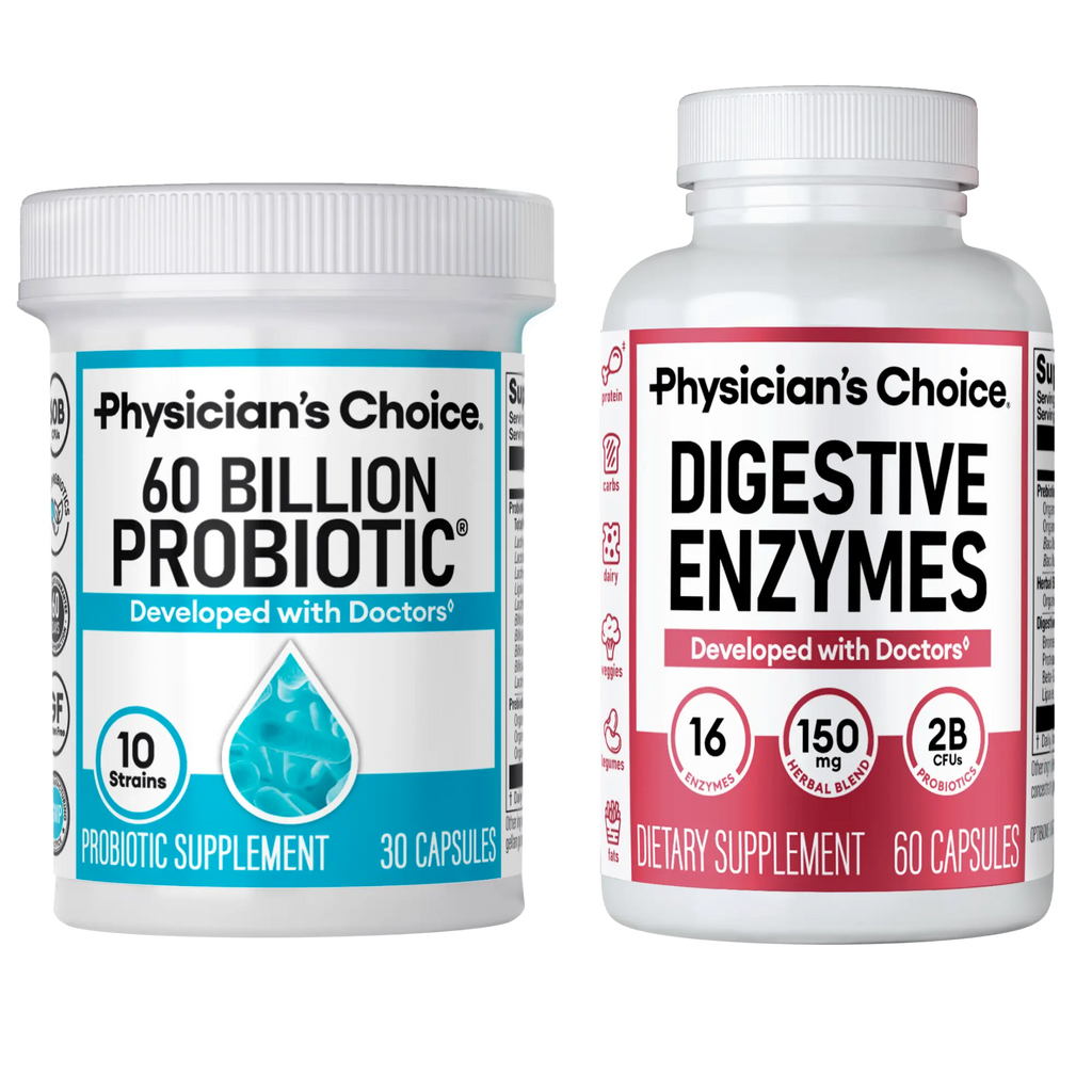 Physician's Choice Hack your Tummy Bundle: Bloating, Digestion & Immune Support for Men & Women with Digestive Enzymes & 60 Billion Probiotic