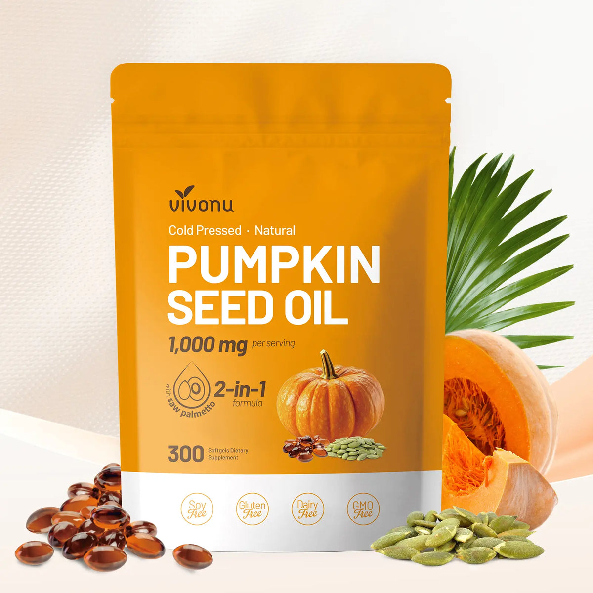 Natural pumpkin seed oil and saw palmetto softgel 1000mg high content plant esters 300 capsules  mothersdaygift SummerVibes